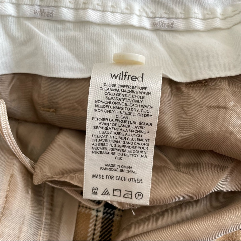 Aritzia Wilfred Carrot Windowpane Plaid Check Trouser Pant Camel Tan - Picture 7 of 14